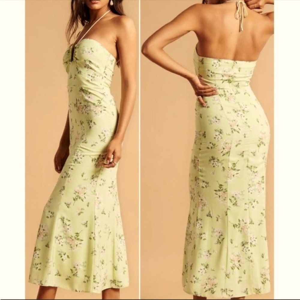 Abercrombie Floral Maxi Halter Tie Dress